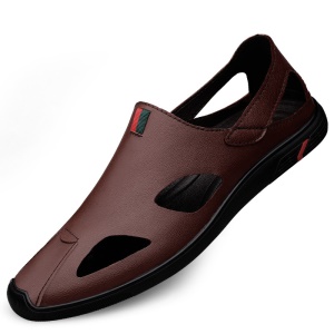 Sandales casual souple pour hommes en cuir de vache  semelle en caoutchouc