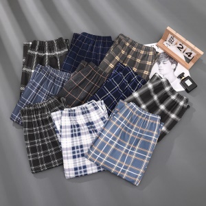 Bas de pyjama long pour hommes Pantalon de détente carreaux en coton
