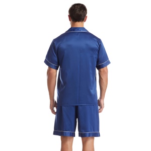 Ensemble de Pyjama pour homme (shorts + chemise de nuit à manches courtes) avec boutons col rabattu