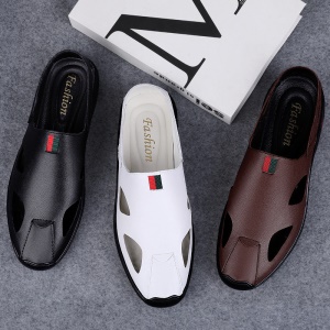 Sandales casual souple pour hommes en cuir de vache  semelle en caoutchouc