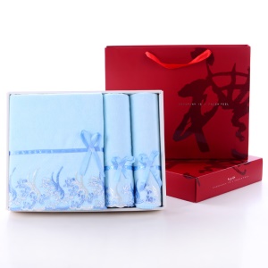 Ensemble de serviettes 3 pièces (2 * serviettes + 1 * serviettes de bain) dans un coffret cadeau en microfibre