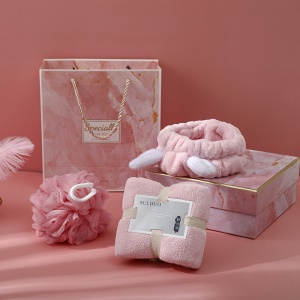 Ensemble de trois pièces de serviettes en velours de corail (ceinture de cheveux + boule de bain + serviette)