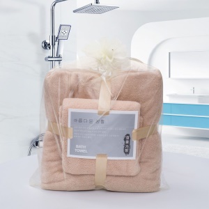 Ensemble de serviettes en velours de corail (1 * serviette + 1 * serviette de bain) doux et absorbant