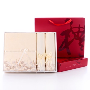 Ensemble de serviettes 3 pièces (2 * serviettes + 1 * serviettes de bain) dans un coffret cadeau en microfibre