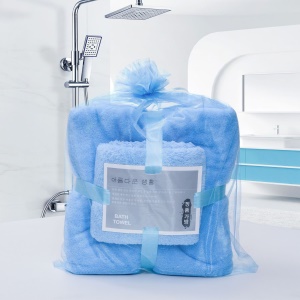 Ensemble de serviettes en velours de corail (1 * serviette + 1 * serviette de bain) doux et absorbant
