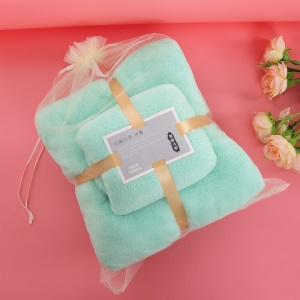 Ensemble de serviettes en velours de corail (1 * serviette + 1 * serviette de bain) doux et absorbant
