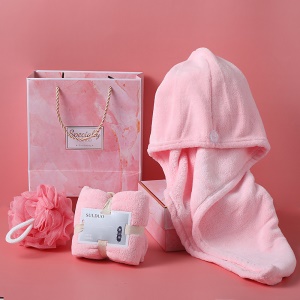 Ensemble de trois pièces de serviettes en velours de corail (ceinture de cheveux + boule de bain + serviette)
