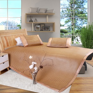 Ensemble de trois pièces de tapis de couchage traditionnel chinois (1*coussin de surmatelas + 2 * coussins pour oreiller) pliable à double face respirant et lisse