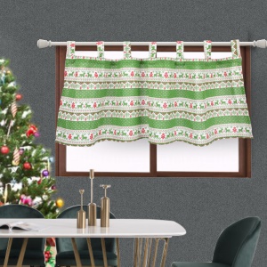 Rideaux de cuisine court en lin noël dessin avec passe-tringle
