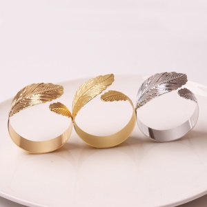 Porte-serviette pour décoration de table en métal en forme de feuille