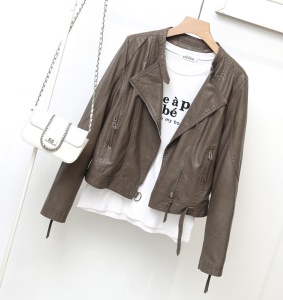 Veste en cuir PU pour femme avec fermeture éclair