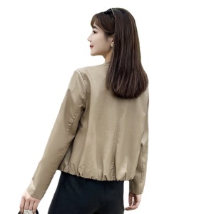 Manteau en cuir pour femmes en cuir PU avec boutonnage simple