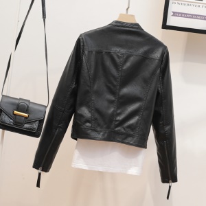 Veste en cuir PU pour femme avec fermeture éclair