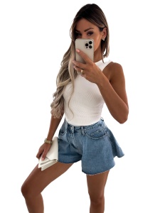 Short en denim décontracté pour femme