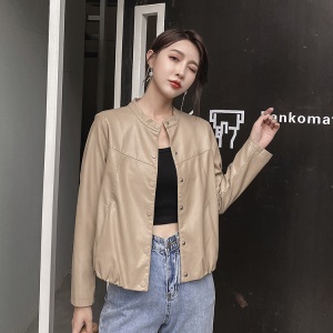 Manteau en cuir pour femmes en cuir PU avec boutonnage simple