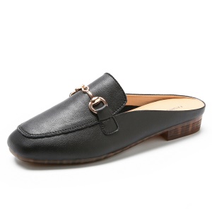 Chaussures mules extérieures décontractées pour femmes, bouts enveloppés en cuir véritable