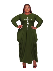 Robe à manches longues et col rond pour femme