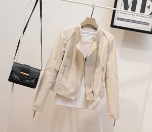 Veste en cuir PU pour femme avec fermeture éclair