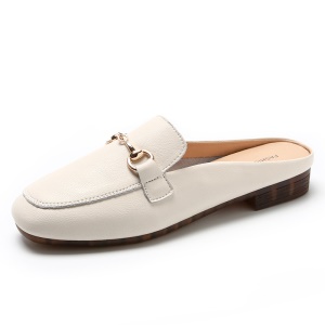 Chaussures mules extérieures décontractées pour femmes, bouts enveloppés en cuir véritable