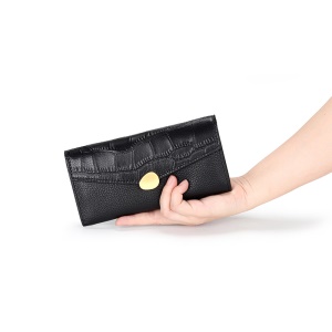 Portefeuille pour femmes en cuir véritable  avec motif de crocodile
