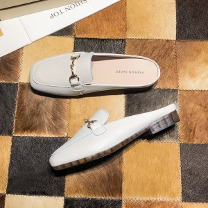 Chaussures mules extérieures décontractées pour femmes, bouts enveloppés en cuir véritable