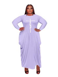 Robe à manches longues et col rond pour femme