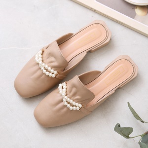 Chaussures mulets à chaîne perlée