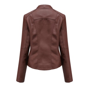 Veste en cuir pour femmes avec fermeture éclair en cuir synthétique