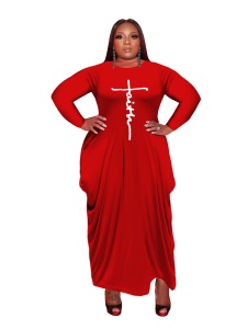 Robe à manches longues et col rond pour femme