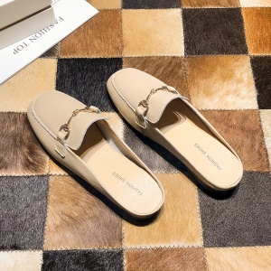 Chaussures mules extérieures décontractées pour femmes, bouts enveloppés en cuir véritable