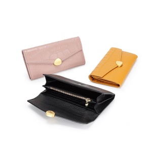 Portefeuille pour femmes en cuir véritable  avec motif de crocodile
