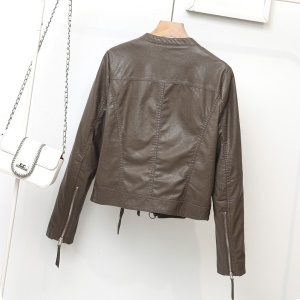 Veste en cuir PU pour femme avec fermeture éclair