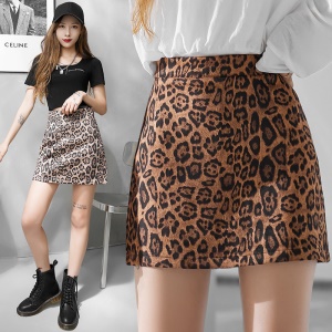 Mini jupe taille haute pour femme imprimé peau de léopard