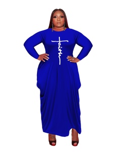 Robe à manches longues et col rond pour femme