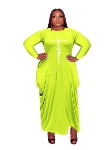 Robe à manches longues et col rond pour femme