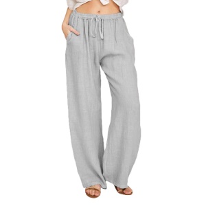 Pantalon casual femme en coton avec ceinture style ample