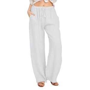Pantalon casual femme en coton avec ceinture style ample