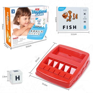 Jouet d'apprentissage pour le développement intellectuel des enfants (1 * base de jeu + 10 * carrés de lettres + 25 * carrés de chiffres + 32 * cartes d'apprentissage recto-verso)