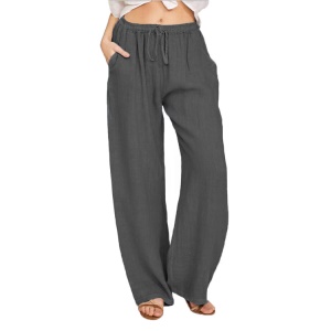 Pantalon casual femme en coton avec ceinture style ample
