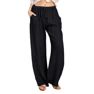 Pantalon casual femme en coton avec ceinture style ample