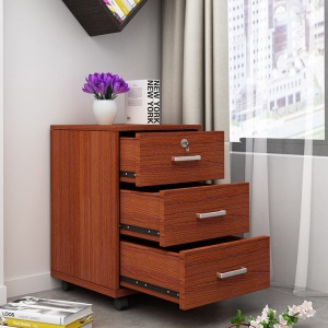Caisson de bureau à trois tiroirs sur roulettes