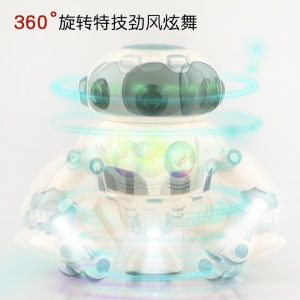 Robot de danse électrique multifonction avec lumière et musique Intelligent 360 degrés Rotation