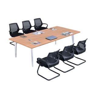 Table de conférence acier bois (combinaison table et chaise)