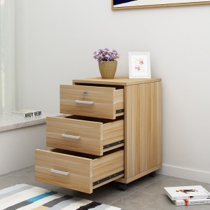 Caisson de bureau à trois tiroirs sur roulettes
