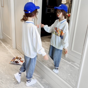 Pull over pour filles en coton POLO Col