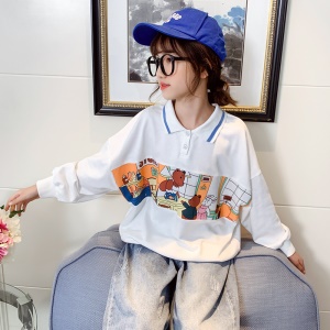 Pull over pour filles en coton POLO Col