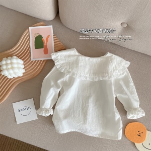 Chemise fille manches longues blanc