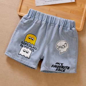 Pantalon court en denim pour petite fille taille haute