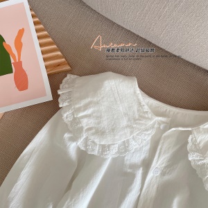 Chemise fille manches longues blanc