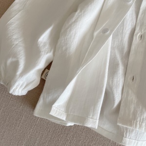 Chemise fille manches longues blanc